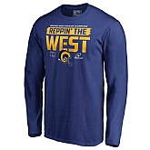 Men's Rams Blue 2018 NFL Playoffs Reppin' The West Long Sleeve T-Shirt,baseball caps,new era cap wholesale,wholesale hats